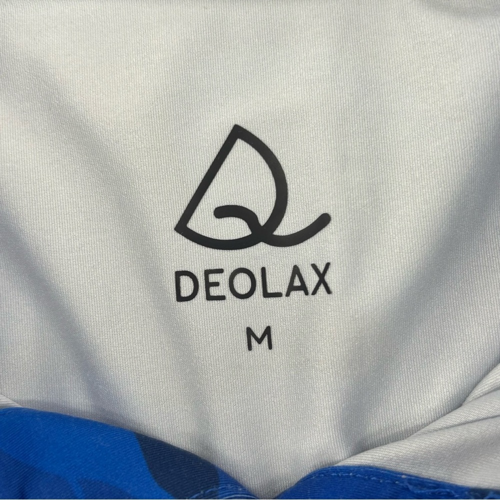 Deolax Mens Blue/Navy Blue Camou Short Sleeve Performanc Polo Size MD - Picture 8 of 10